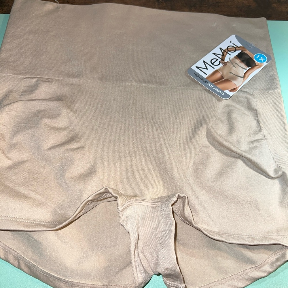 Me Moi women size 1X beige high waist boy shorts, tummy control,seamless